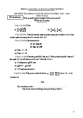 Đề kiểm tra khảo sát lớp 8 đầu năm học 2013 2014 môn Toán